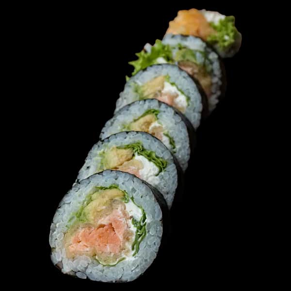 Futomaki – Łosoś w tempurze, serek, awokado, sos teriyaki, sezam (6 szt.)