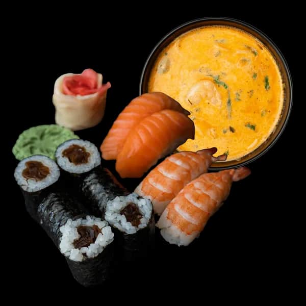 Lunch: Tom Yum + nigiri & hosomaki
