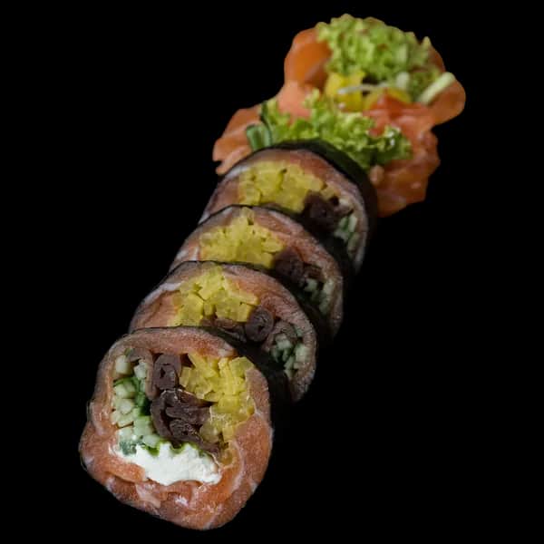 Sashimi Maki – Łosoś, serek, ogórek, oshinko, kanpyo (6 szt.)