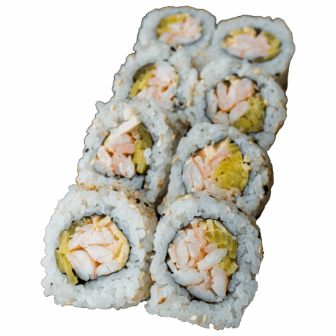 California Maki (8 szt.) - Krewetka gotowana, spicy mayo, por, oshinko
