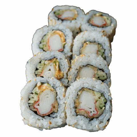 California Maki (8 szt.) - Paluszek w tempurze, spicy mayo, por, ogórek