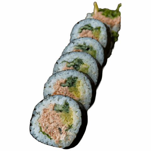 Futomaki – Pasta z tuńczyka, spicy mayo, ogórek, oshinko (6 szt.)