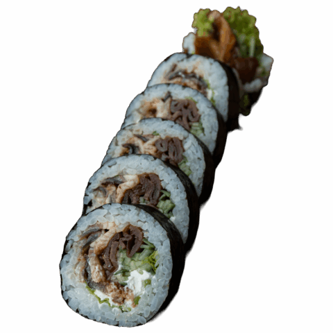 Futomaki – Węgorz pieczony, serek, ogórek, kanpyo, sezam, sos teriyaki (6 szt.)