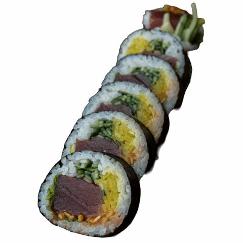 Futomaki – Tuńczyk surowy, sriracha, por, ogórek, oshinko (6 szt.)