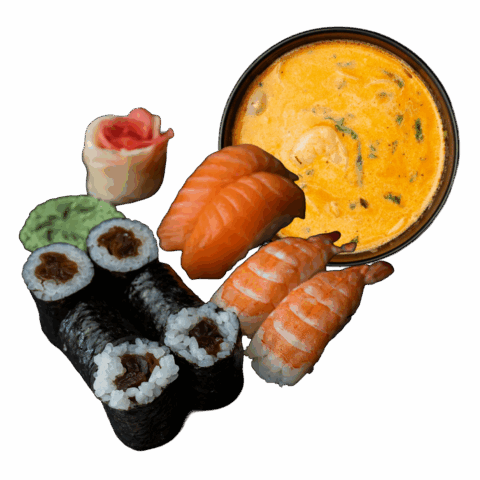 Lunch: Tom Yum + nigiri & hosomaki