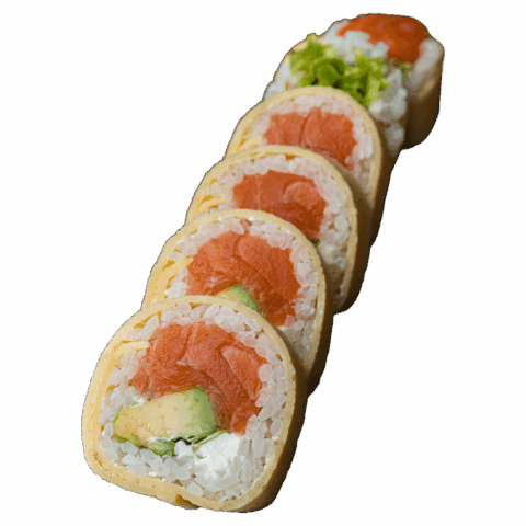 Tamago Maki – Łosoś surowy, serek, awokado (6 szt.)