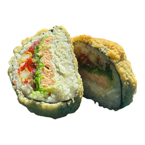 Sushi Burger z łososiem i kalmarem w tempurze